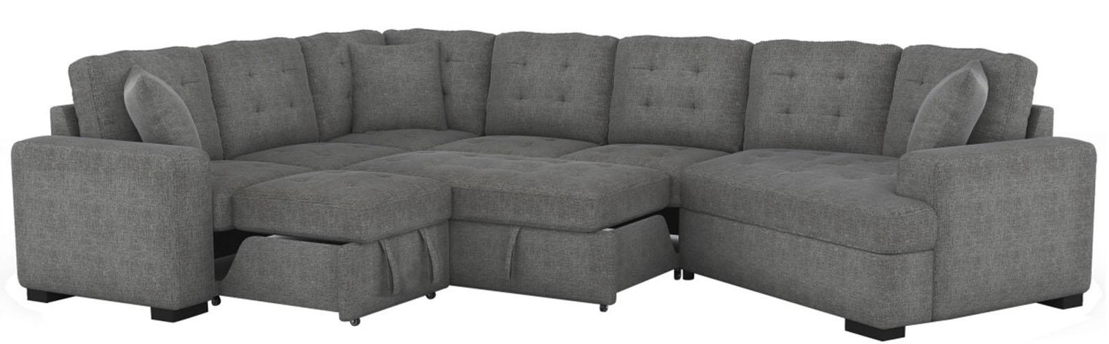 Logansport Right Side Cuddler with 1 Pillow in Gray 9401GRY-RU