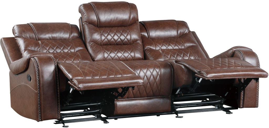 Putnam Power Double Reclining Sofa with Drop-Down in Brown 9405BR-3PW