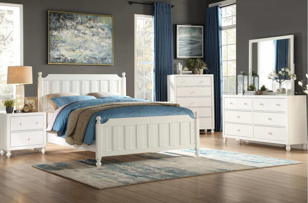 Wellsummer Queen Panel Bed in White 1803W-1*