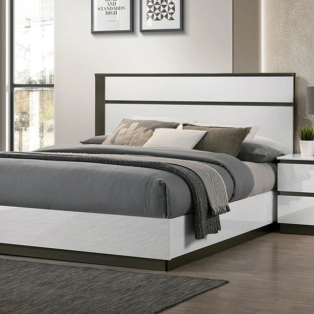 Birsfelden Bed White/Metallic Gray