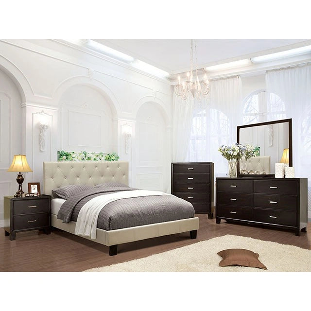 LEEROY Queen & Twin Bed Ivory & Gray